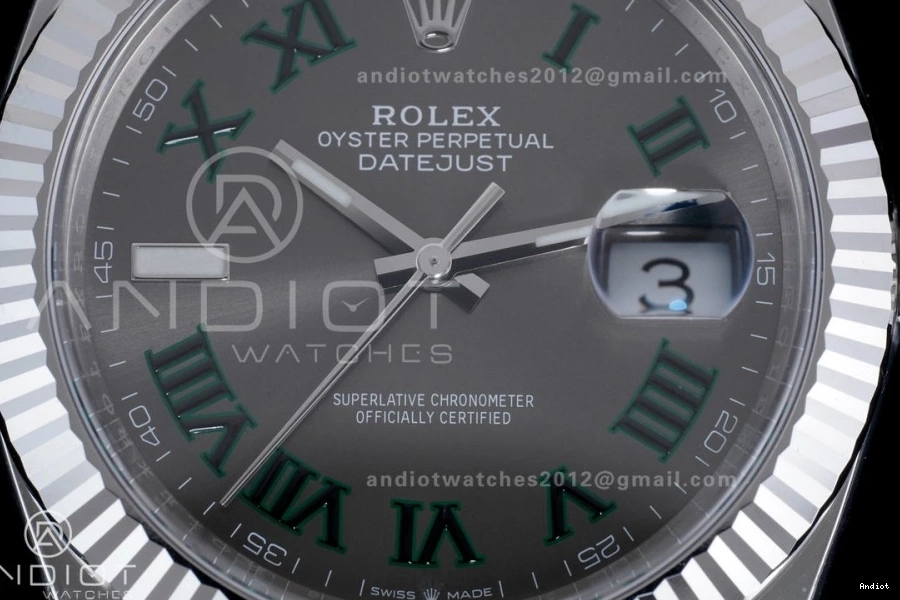 SS OnTrend on Best Datejust Gray Bracelet Roman Green 1:1 41 Clean SH 904L SS Steel 657 Edition Dial 0808